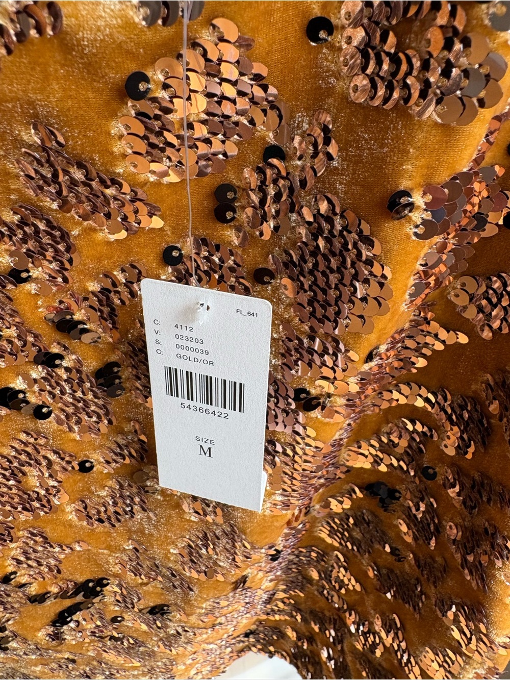NWT Anthropologie Ro+De Esther Sequined Velvet Cami Gold Medium - Picture 7 of 13